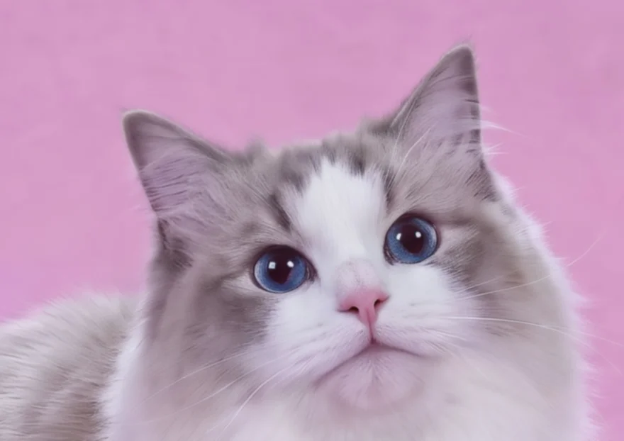 KFBear Hydaelyn, blue lynx bicolor Ragdoll female, head study