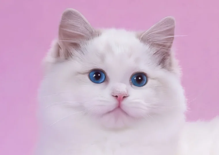 KFBear Little Gaga, blue lynx bicolor Ragdoll female, head study