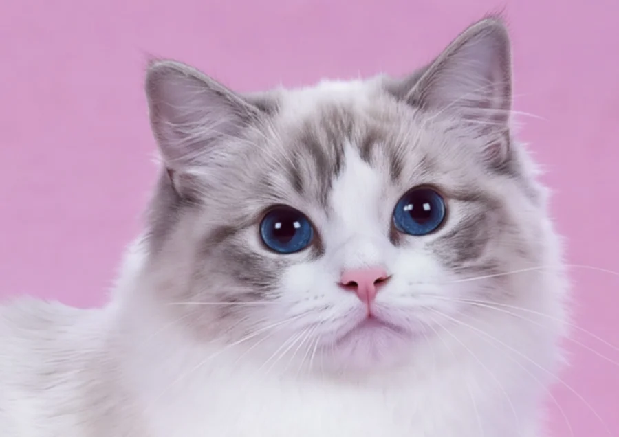 KFBear Niangniang, seal lynx bicolor Ragdoll female, head study