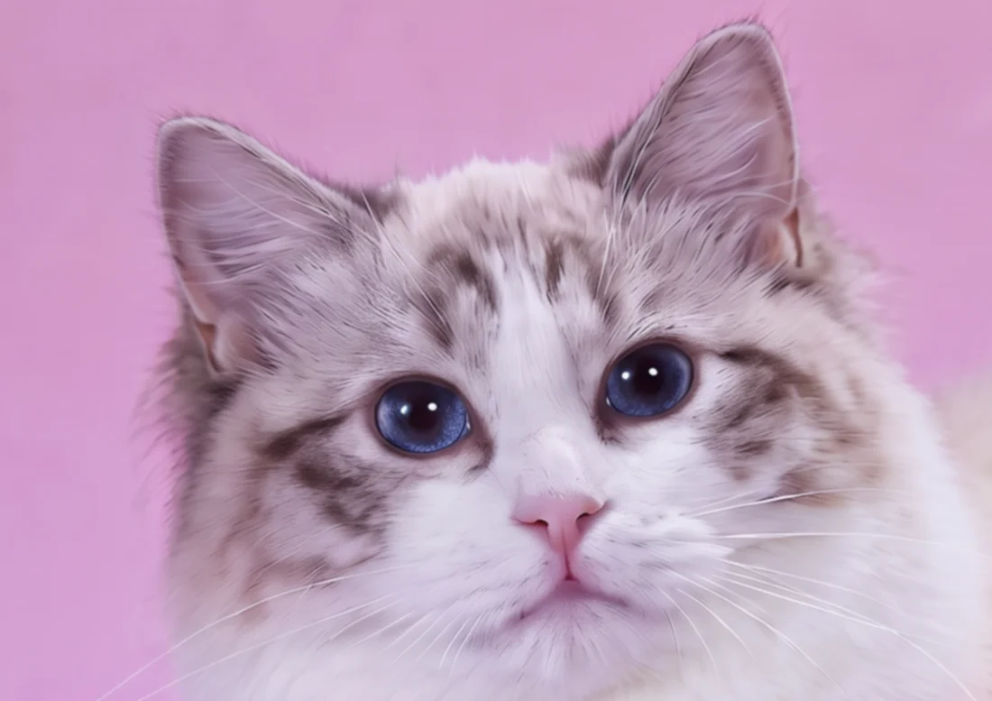 KFBear QCSER, lynx bicolor Ragdoll female, head study